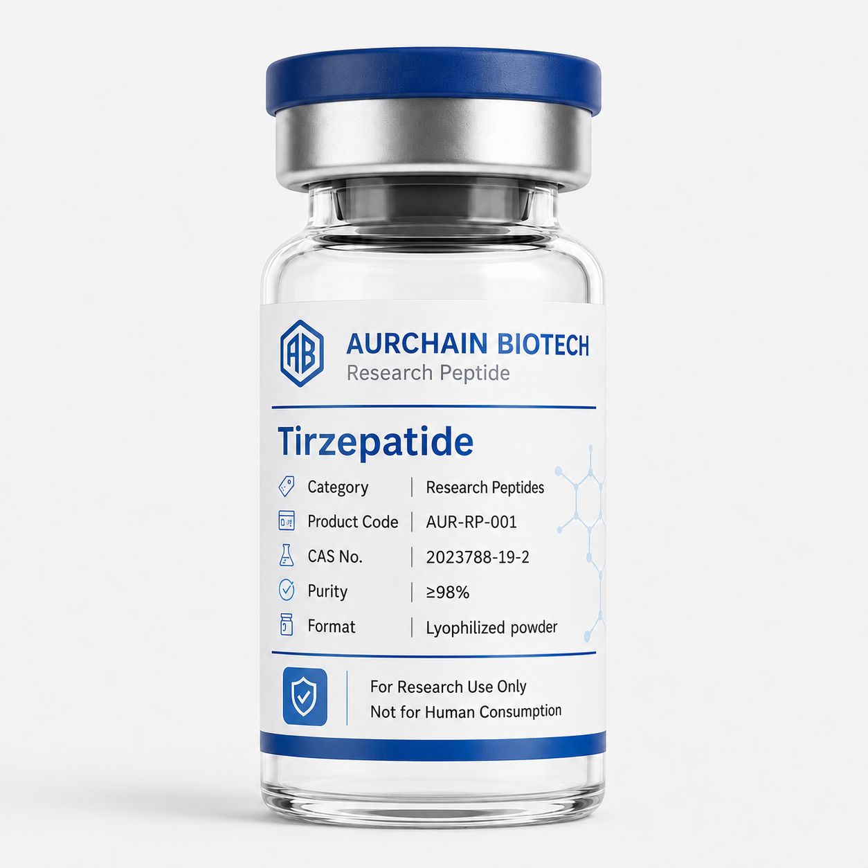 Tirzepatide research peptide vial display